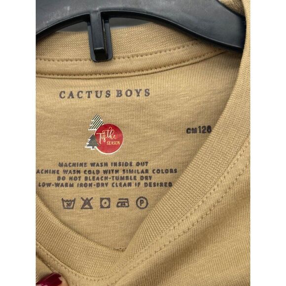 Cactus Boys “Merry Christmas” Teddy Short sleeved Tee, Khaki - Picture 6 of 9
